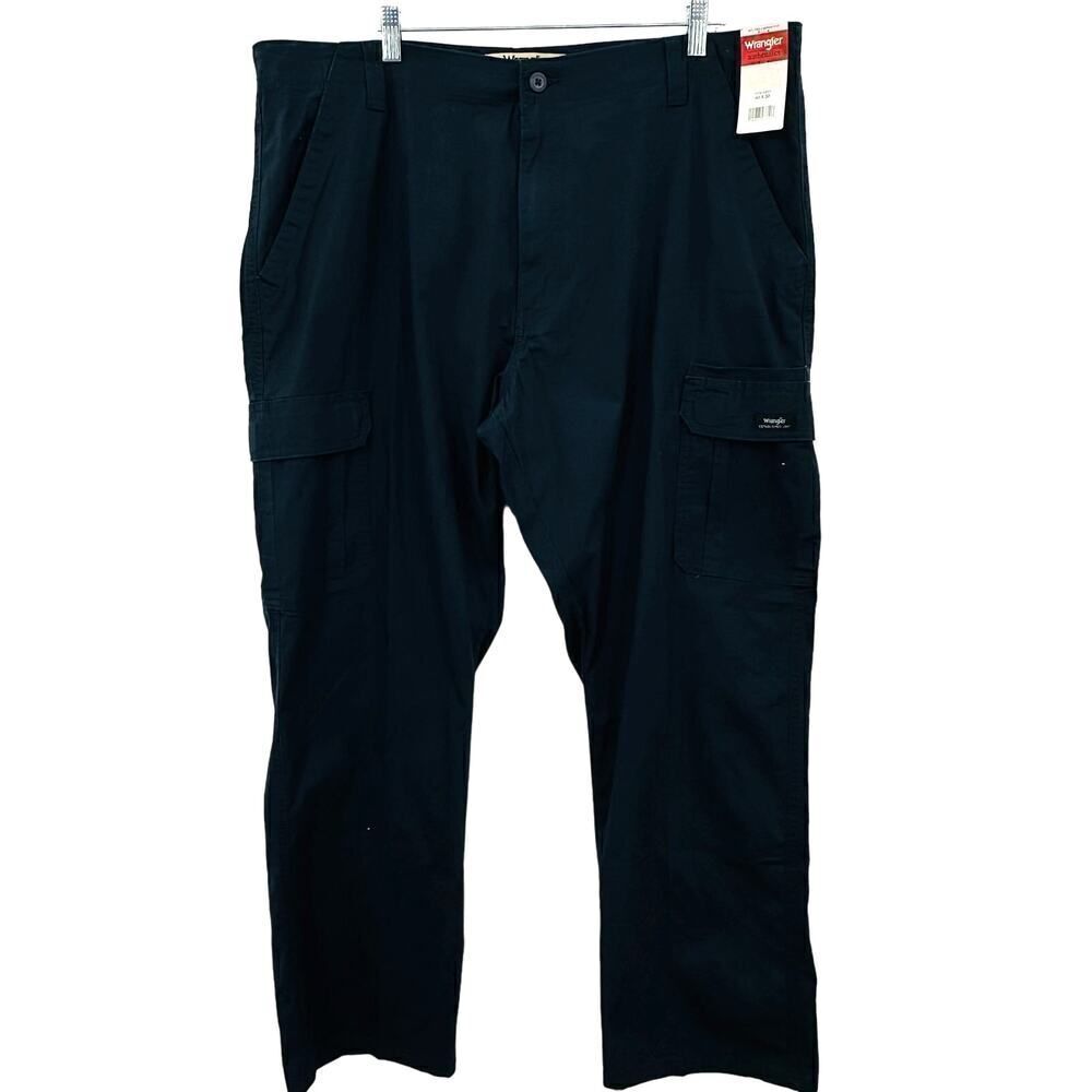 Wrangler Authentics Mens Cargo Pants Navy Blue Lightweight Size 40 x 30 Stretch